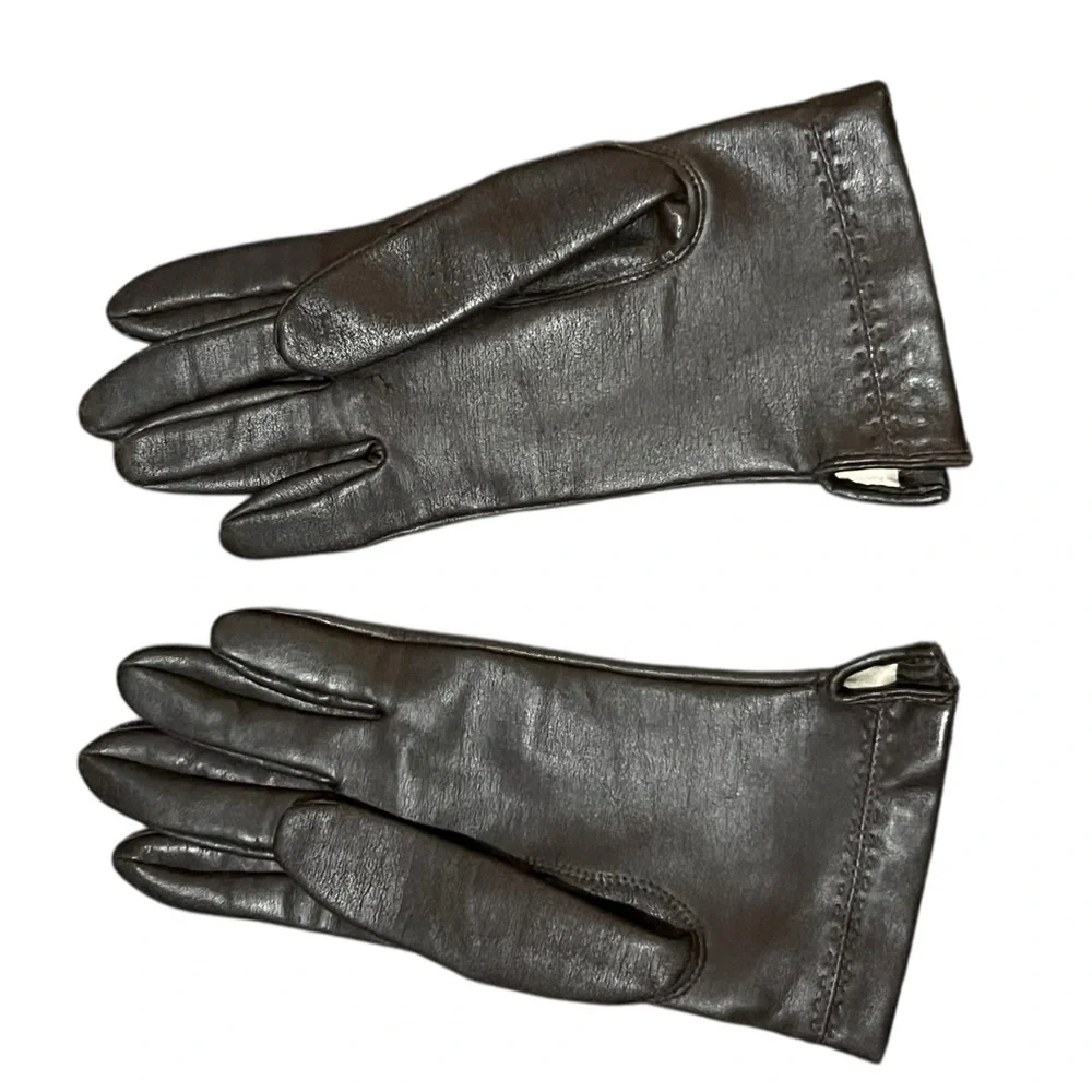 Vintage Brown Leather Gloves Women